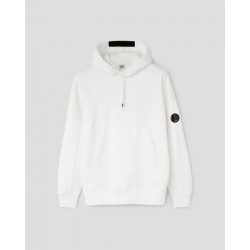 CP COMPANY 10CMSS047A 005086W WHITE SWEATSHIRTS - SWEAT HOODED DIAGONAL RAISED FLEECE